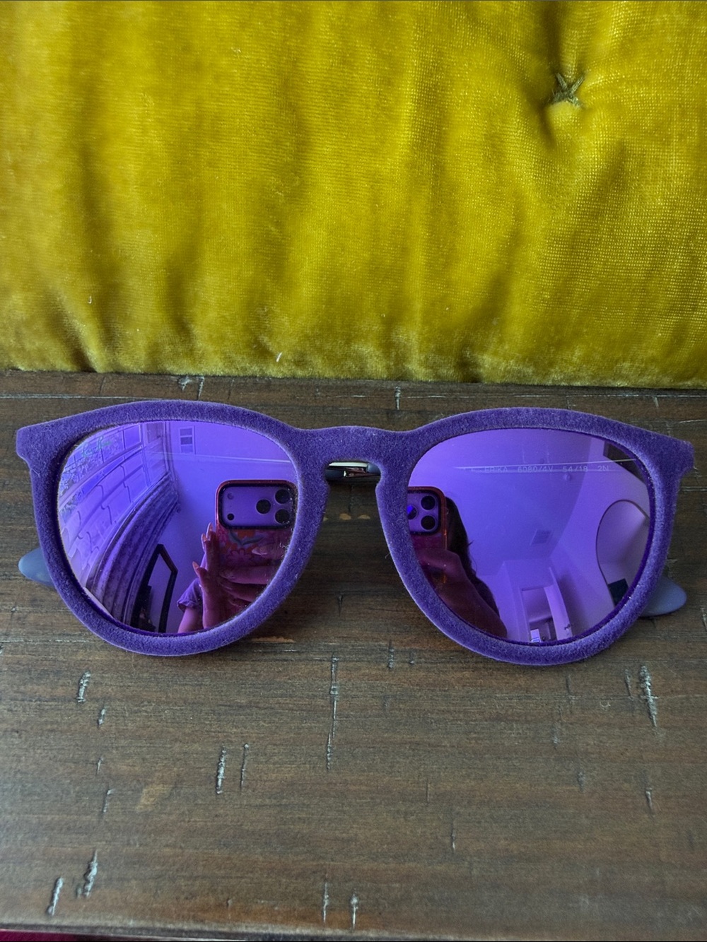Ray-Ban Erika Purple Velvet Frame Sunglasses Purple Mirrored Lenses